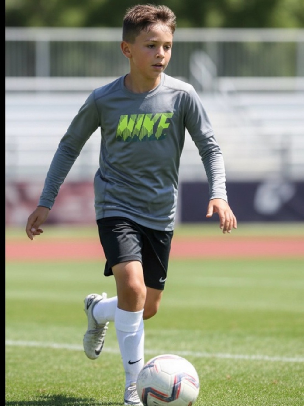 Nike Dri Fit Long Sleeve Performance Tee in Dark Gray Yellow Logo size 10 boy